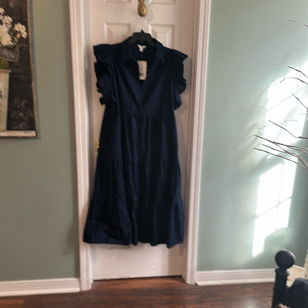 Navy midi dress cotton